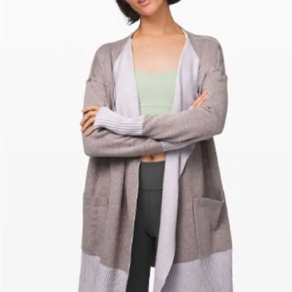 Lululemon still lotus wrap reversible long cardigan sweater - Picture 4 of 12
